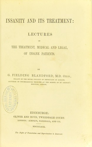 Insanity and its treatment