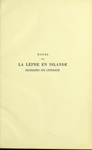 Notes sur la lèpre en Islande