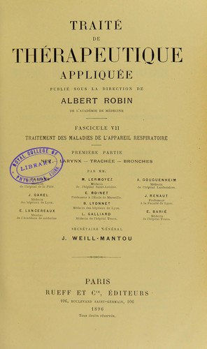 Traité de thérapeutique appliquée