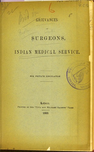 Grievances of surgeons, Indian Medical Service