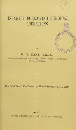 Insanity following surgical operations