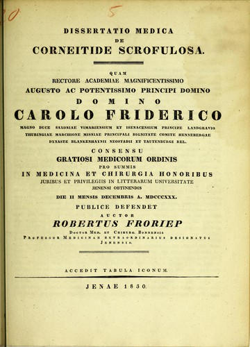 Dissertatio medica de corneitide scrofulosa ...