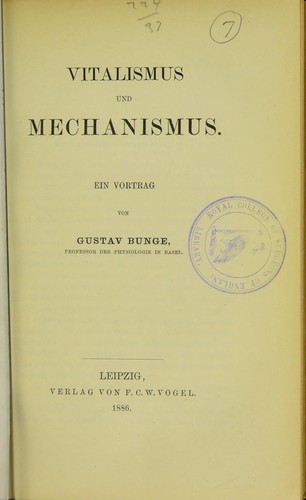 Vitalismus und Mechanismus