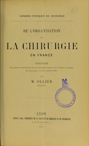 De l'organisation de la chirurgie en France