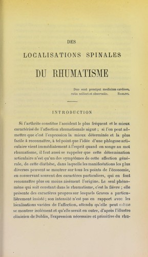 Des localisations spinales du rhumatisme