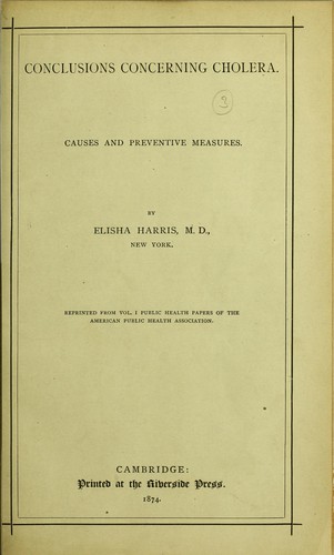 Conclusions concerning cholera