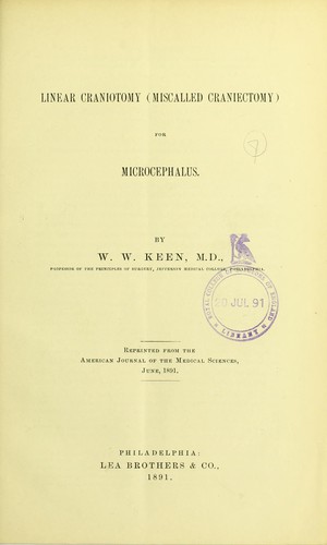 Linear craniotomy (miscalled craniectomy) for microcephalus