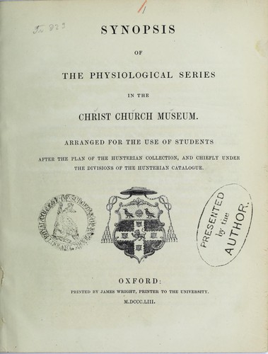 Synopsis of the physiological series in the Christ Church Museum