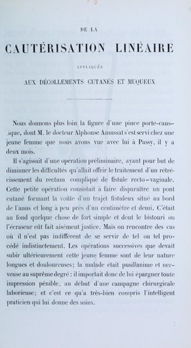 De la cautérisation linéaire appliquée aux décollements cutanés et muqueux