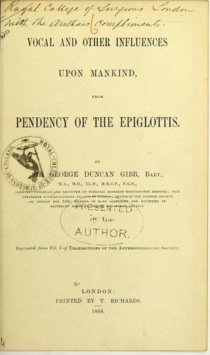 Vocal and other influences upon mankind, from pendency of the epiglottis