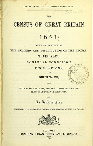 The census of Great Britain in 1851