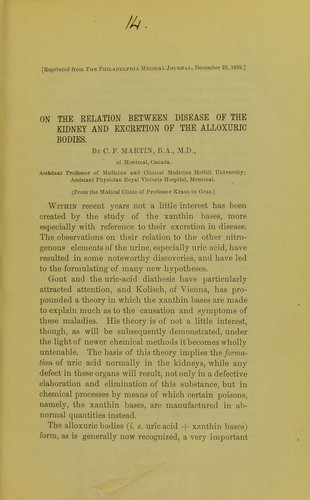 On the relation between disease of the kidney and excretion of the alloxuric bodies
