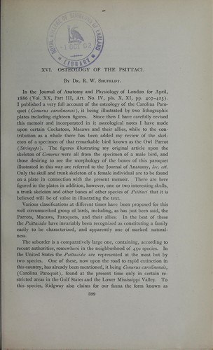 Osteology of the Psittaci