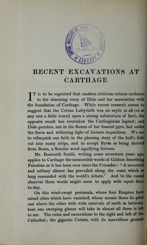 Recent excavations at Carthage