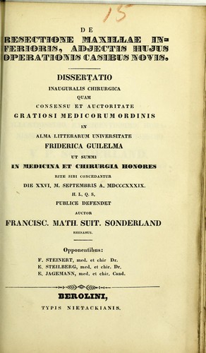 De resectione maxillae inferioris, adjectis hujus operationis casibus novis