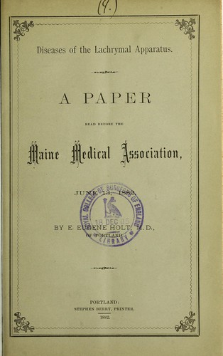 Diseases of the lachrymal apparatus