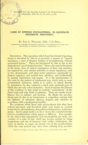 Cases of juvenile psychasthenia