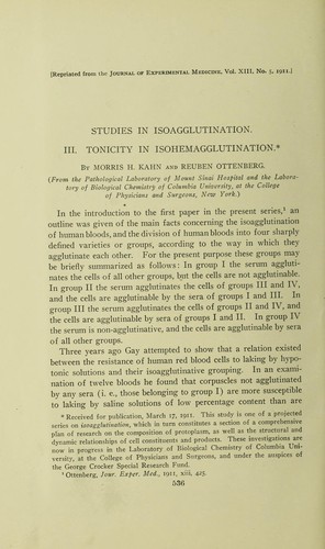 Studies in isoagglutination. III. Tonicity in isohemagglutination