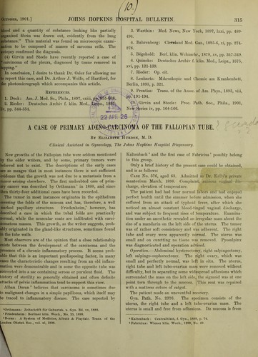 A case of primary adeno-carcinoma of the Fallopian tube