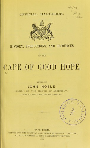 History, productions and resources of the Cape of Good Hope
