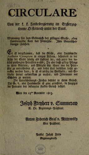 Warnung für den Gebrauch der giftigen Gleisse, oder Hundsmelde statt der petersilie. Ihre Unterscheidungs-Zeichen