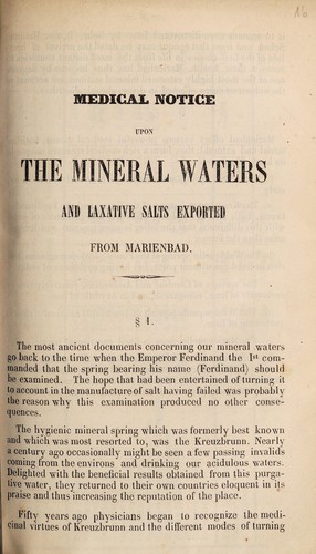 Medical notice upon the mineral waters and laxative salts exported from Marienbad