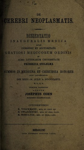 De cerebri neoplasmatis ...