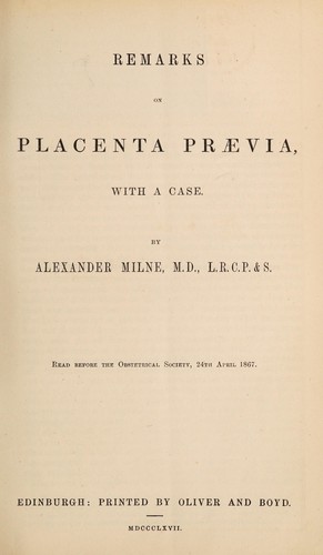 Remarks on placenta prævia