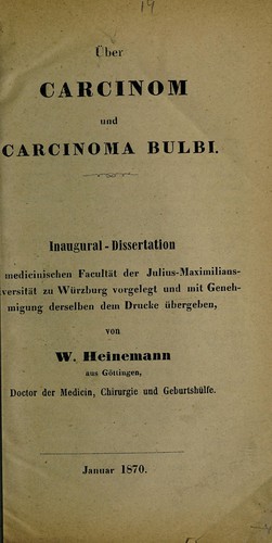 Über Carcinom und carcinoma bulbi ...