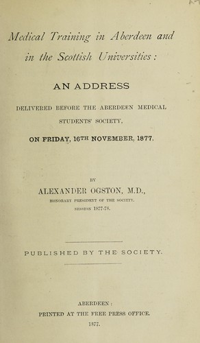 Medical training in Aberdeen and in the Scottish universities