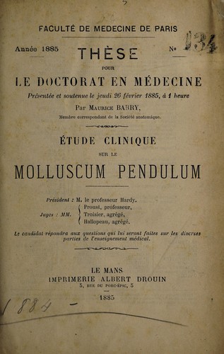 Étude clinique sur le molluscum pendulum ...