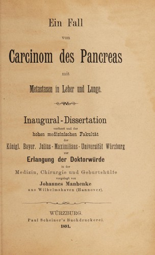 Ein Fall von Carcinom des Pancreas ...