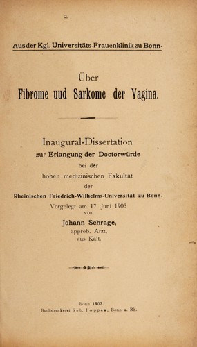 Über Fibrome und Sarkome der Vagina ...