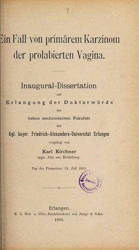 Ein Fall von primärem Karzinom der prolabierten Vagina ...