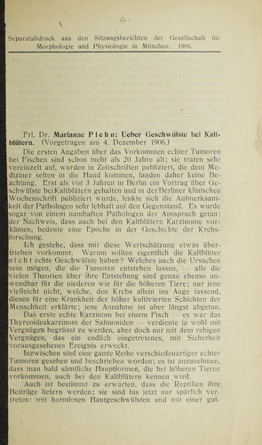 Ueber Geschwülste bei Kaltblütern