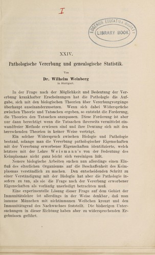 Pathologische Vererbung und genealogische Statistik