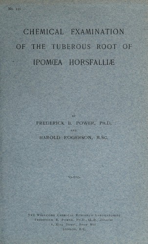 Chemical examination of the tuberous root of ipomœa horsfalliæ