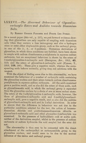 The abnormal behaviour of glyoxaline-carboxylic esters and anilides towards diazonium salts