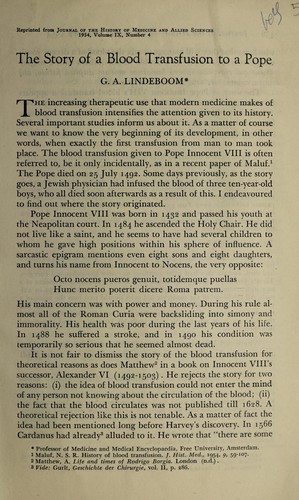 The story of a blood transfusion to a Pope