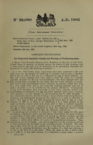 An improved insoluble casein and process of producing the same