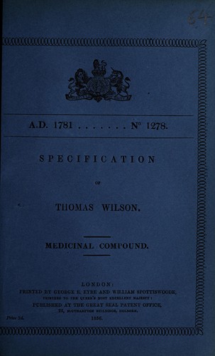 Specification of Thomas Wilson