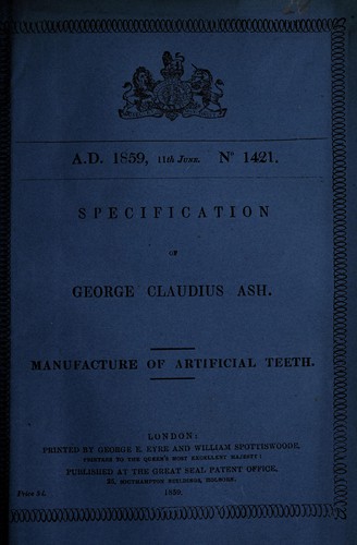 Specification of George Claudius Ash