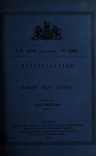 Specification of Robert Mann Lowne