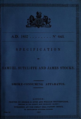 Specification of Samuel Sutcliffe and James Stocks