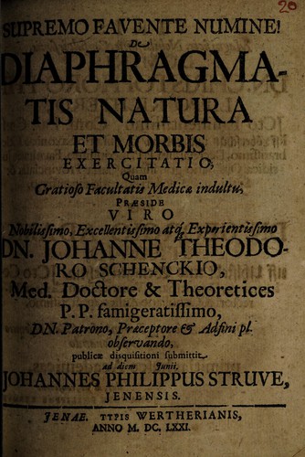 De diaphragmatis natura et morbis exercitatio