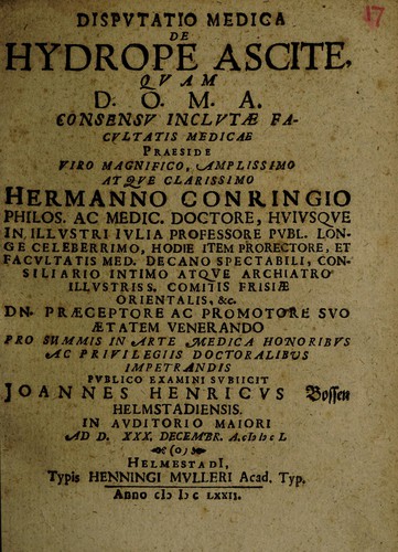 Dissertatio medica de hydrope ascite