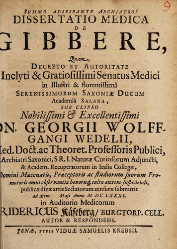 Dissertatio medica de gibbere ...