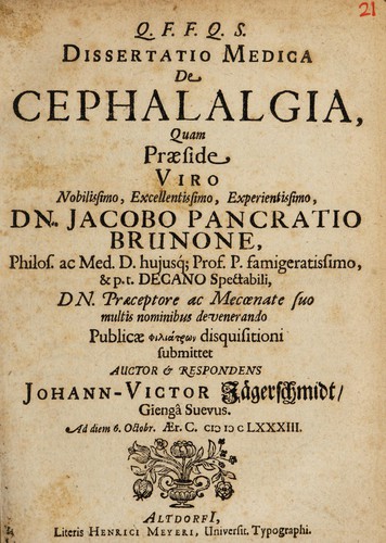 Dissertatio medica de cephalalgia