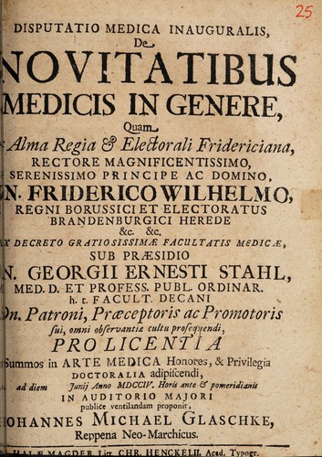 Disputatio medica inauguralis, de novitatibus medicis in genere