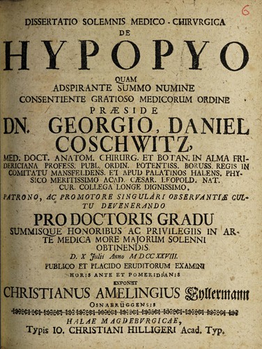 Dissertatio solemnis medico-chirurgica de hypopyo ...